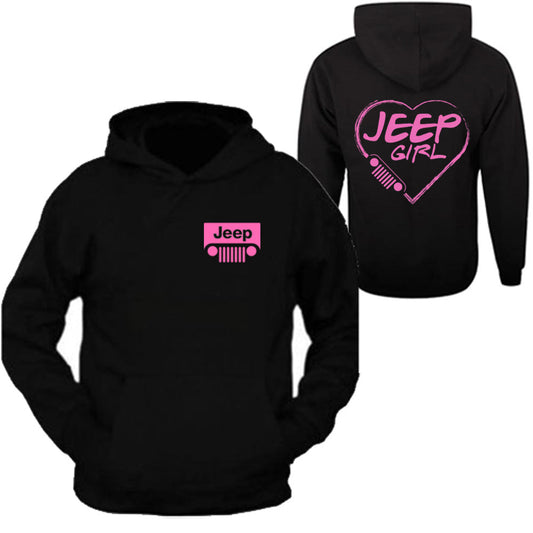 Pink jeep girl heart Hooded Black Sweatshirt 4x4 Off Road