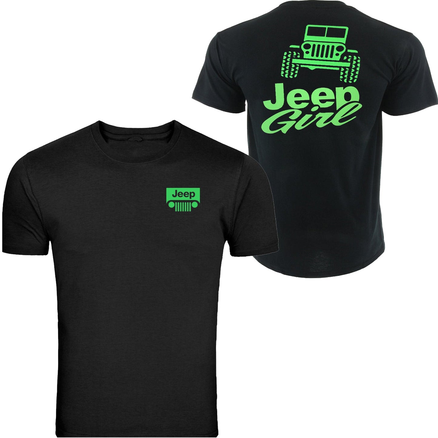 Neon green jeep girl T-shirt 4x4 /// Off Road S to 5XL Tee