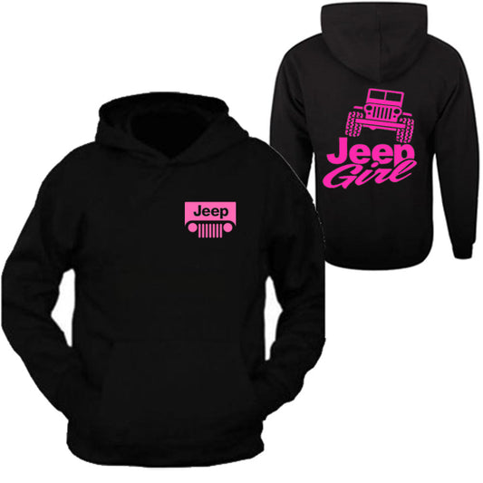 Pink jeep girl Hooded Black Sweatshirt 4x4 /// Off Road