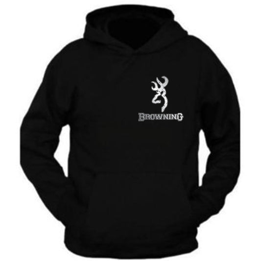 Browning Pocket  Design Black Hoodie Hooded Sweatshirt Front Browning the back is plain S-5XL