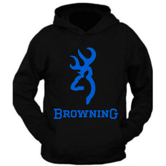 Browning Big Design Black Hoodie Hooded Sweatshirt Front S-5XL