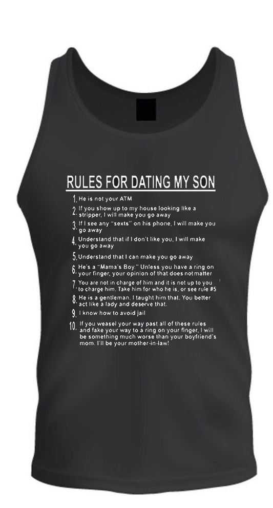 Father's Day Gift for Dad Shirt Rules for Dating My Son Soft Premium Unisex T-Shirt Tank Top
