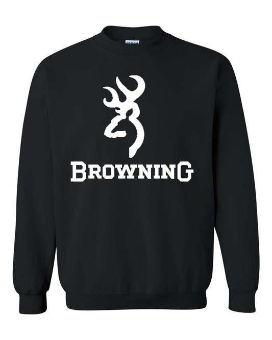 White Browning Pocket Design Black Unisex Black Crewneck Sweatshirt Tee