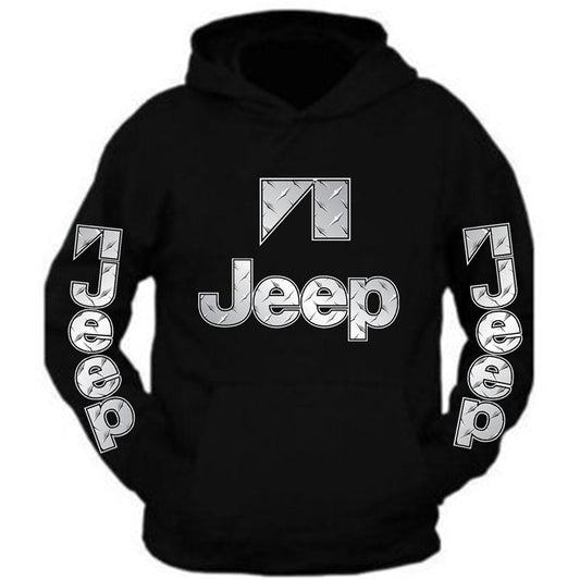 Jeep Silver tee Silver Metal tee S-2XL 4x4 Off Road Black Hoodie Hooded Sweatshirt