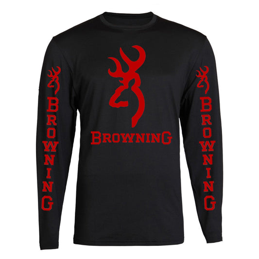 Red Browning Design Black Long Sleeve Tee
