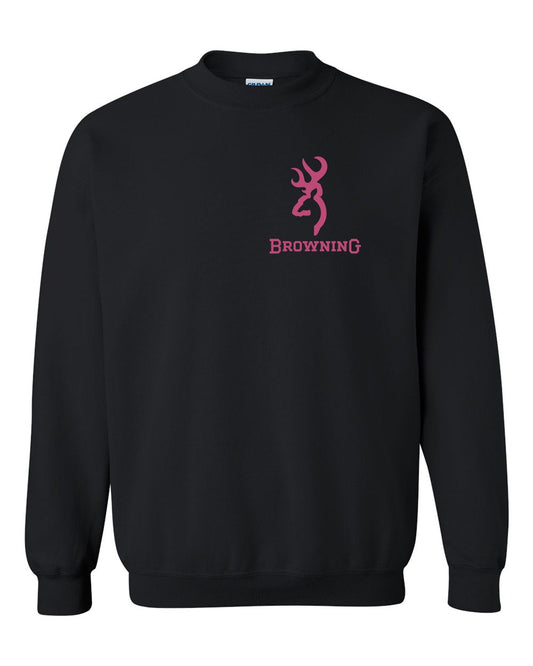 Pink Browning Design Black Unisex Crewneck Sweatshirt Tee