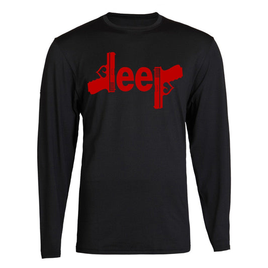 Red Jeep Gun Tee  4x4 /// Off Road S to 2XL Long Sleeve
