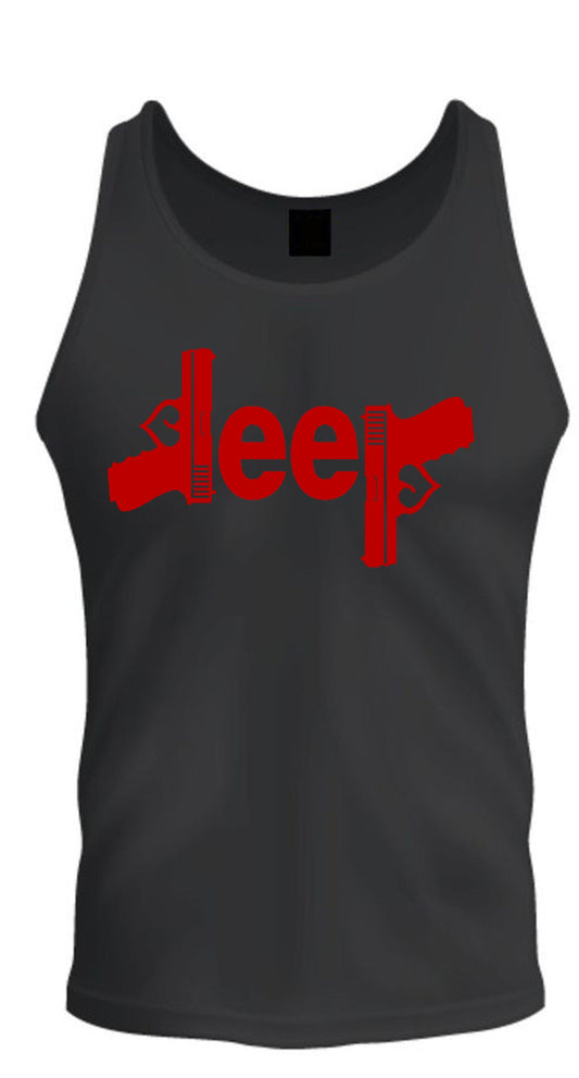 Red Jeep Gun T-shirt Tee  4x4 /// Off Road S to 2XL Tank Top