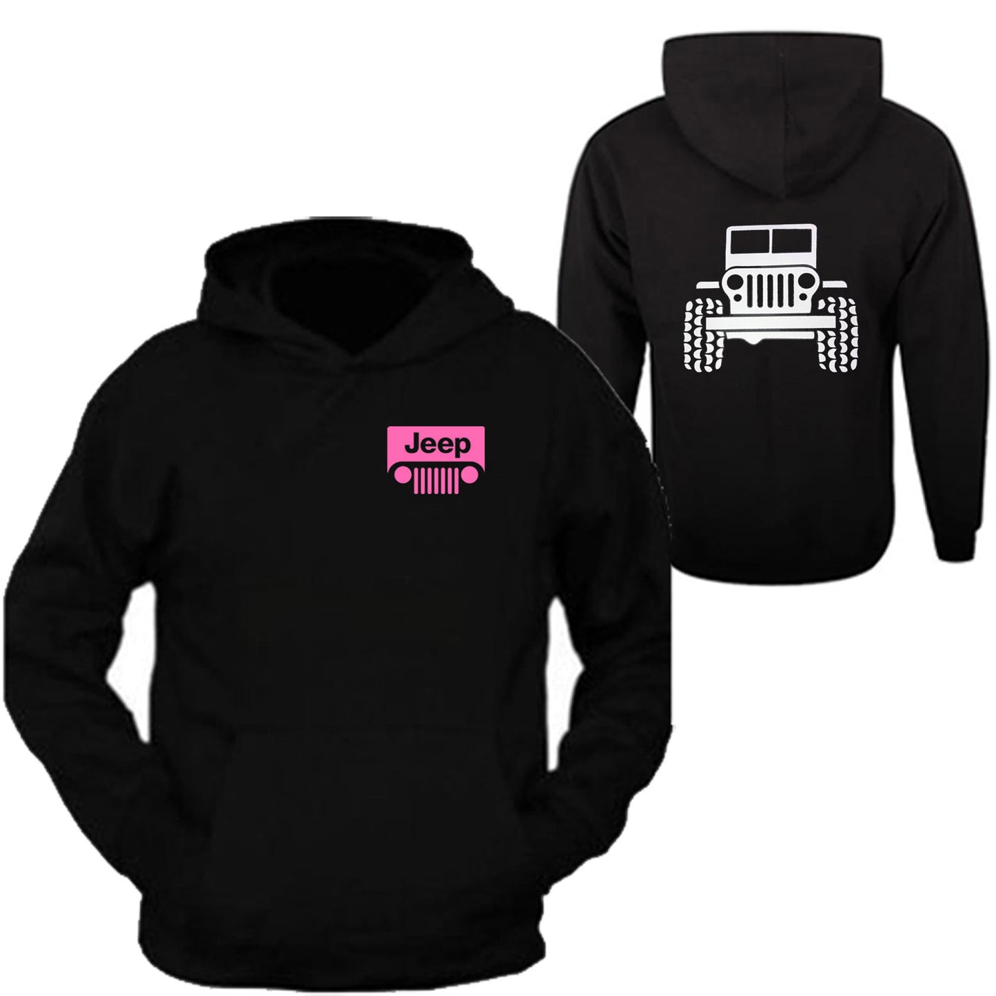 Pink jeep Hooded Black Sweatshirt 4x4 /// Off Road