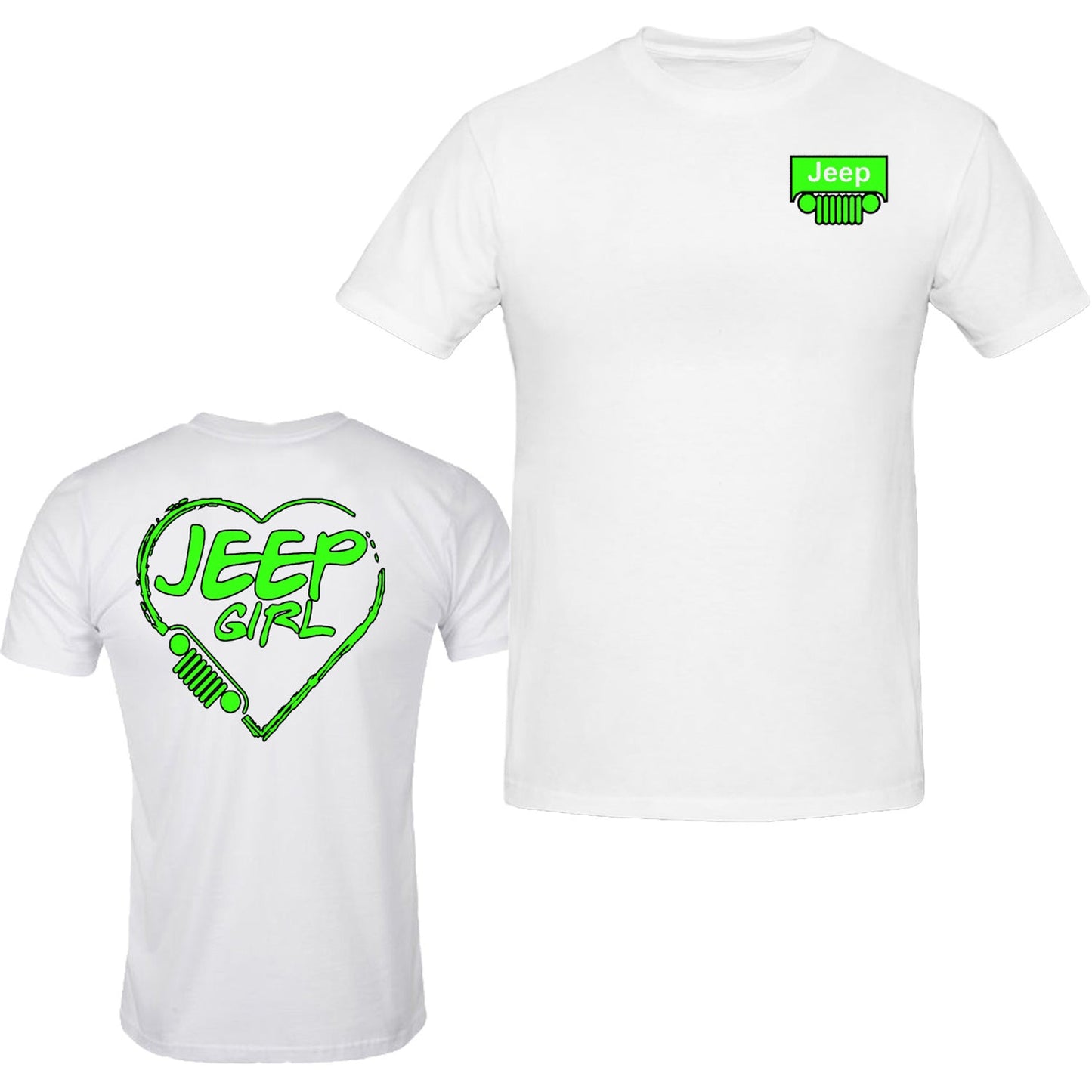 Neon green jeep girl heart T-shirt  4x4 /// Off Road S to 5XL Tee