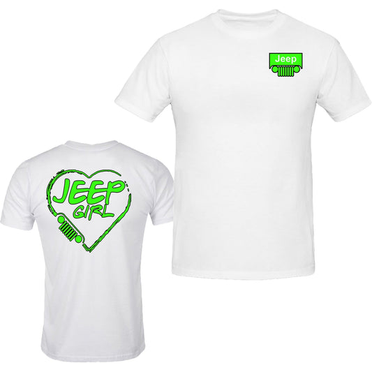 Neon green jeep girl heart T-shirt  4x4 /// Off Road S to 5XL Tee