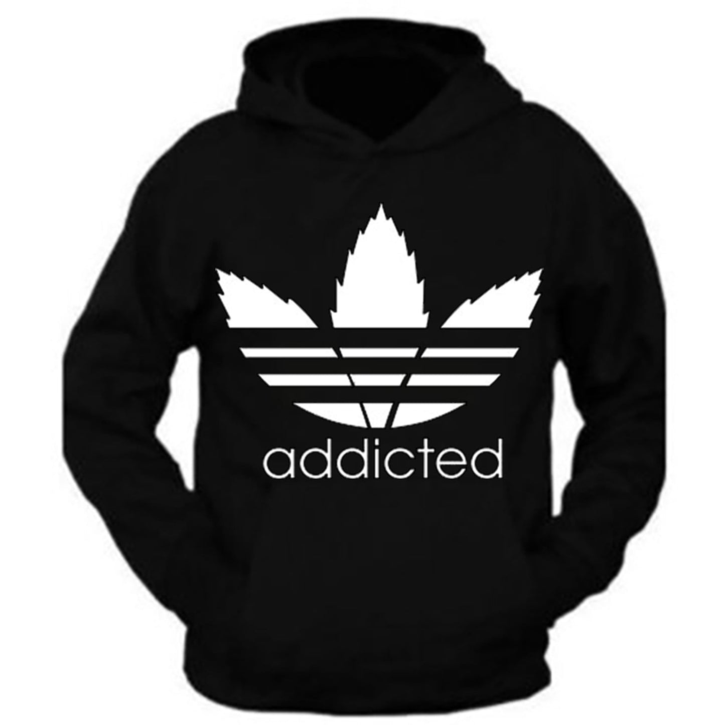 Addicted Tee Hoodie Sweatshirt Weed Blunt Kush Dope Swag Marijuana Shirt Flag Front  S - 5XL Black