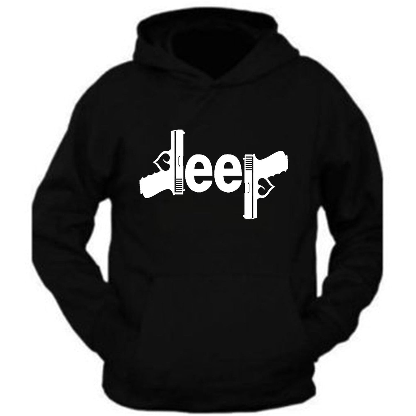 Blue Jeep Gun Hooded Black Sweatshirt 4x4 Off Road