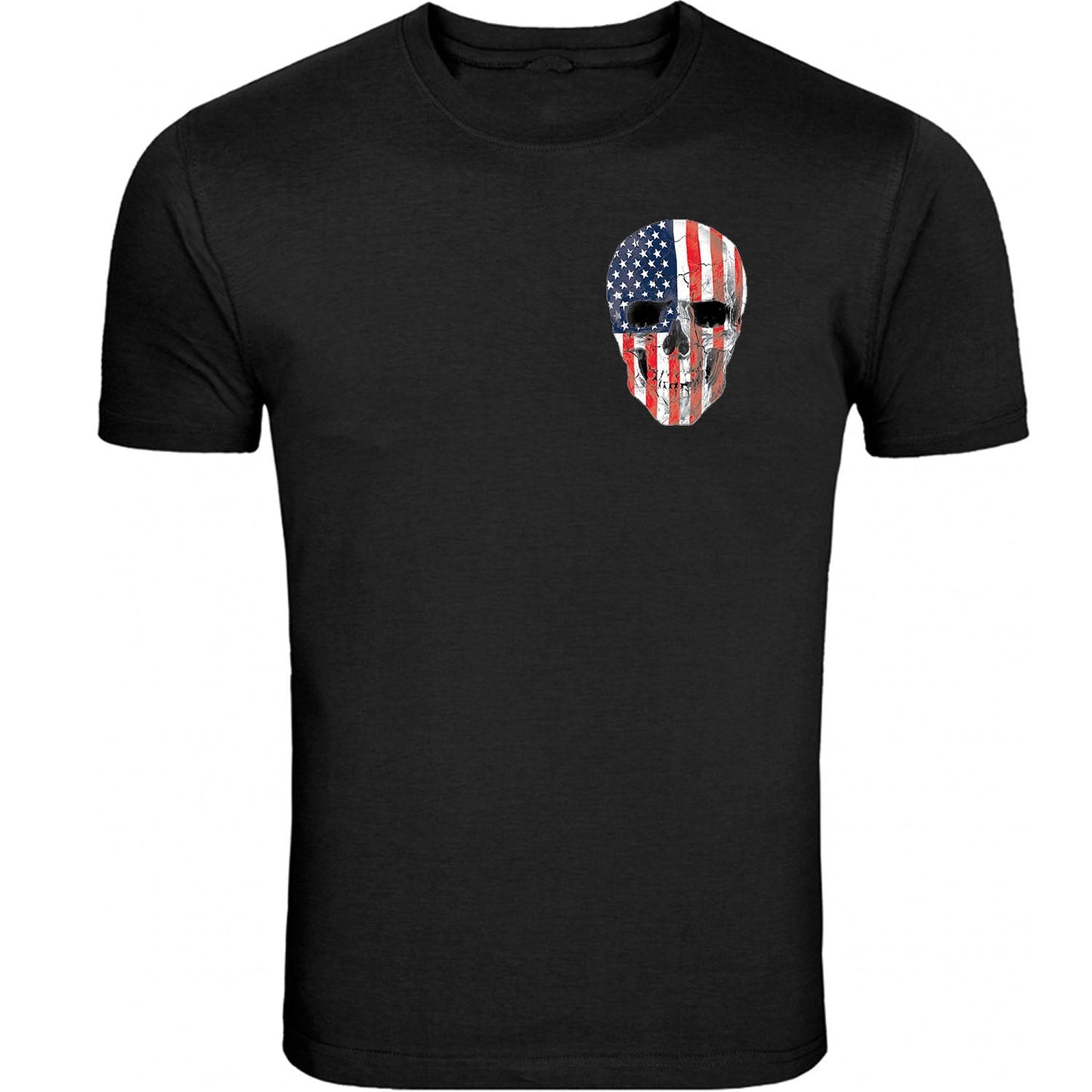 American SKULL T-Shirt Tee Patriotic Merica USA Pride Flag Front Tee