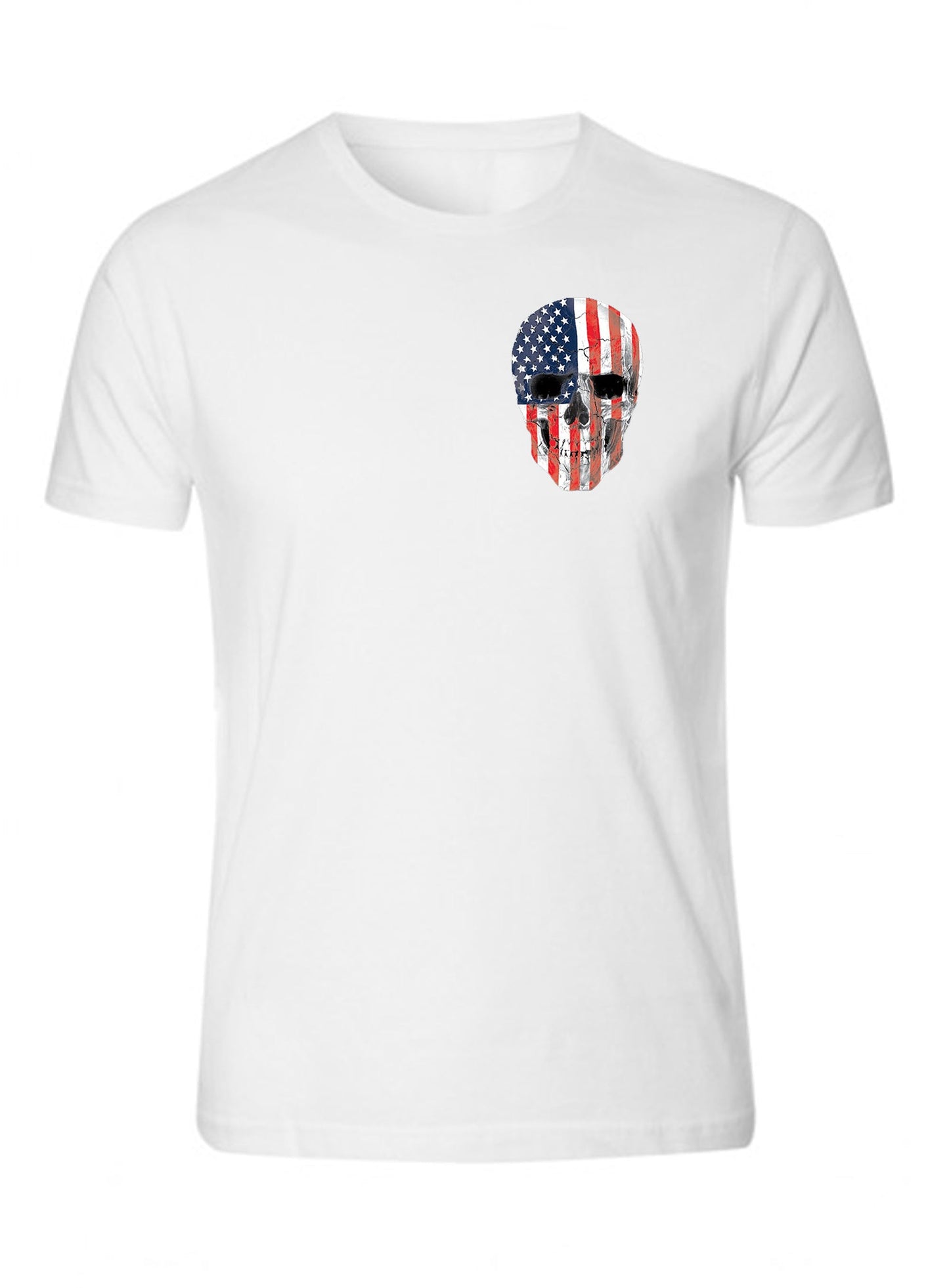 American SKULL T-Shirt Tee Patriotic Merica USA Pride Flag Front Tee