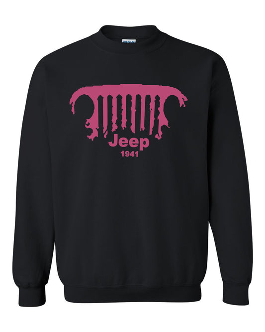 Pink Jeep Sweatshirt/// Jeep Only In a Jeep 1941 // 2XL /// 4x4 ///Off Road Unisex Crewneck Sweatshirt Tee