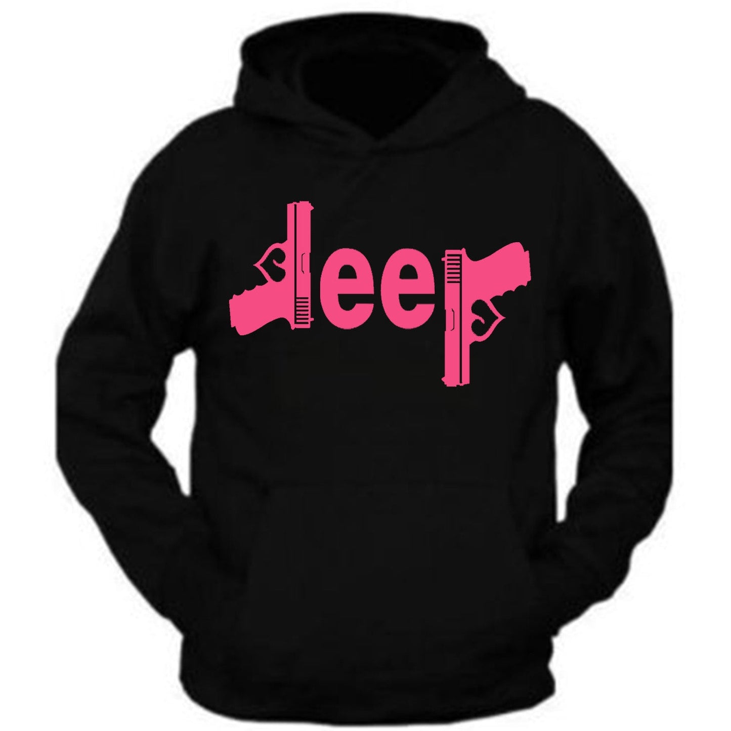 Blue Jeep Gun Hooded Black Sweatshirt 4x4 Off Road