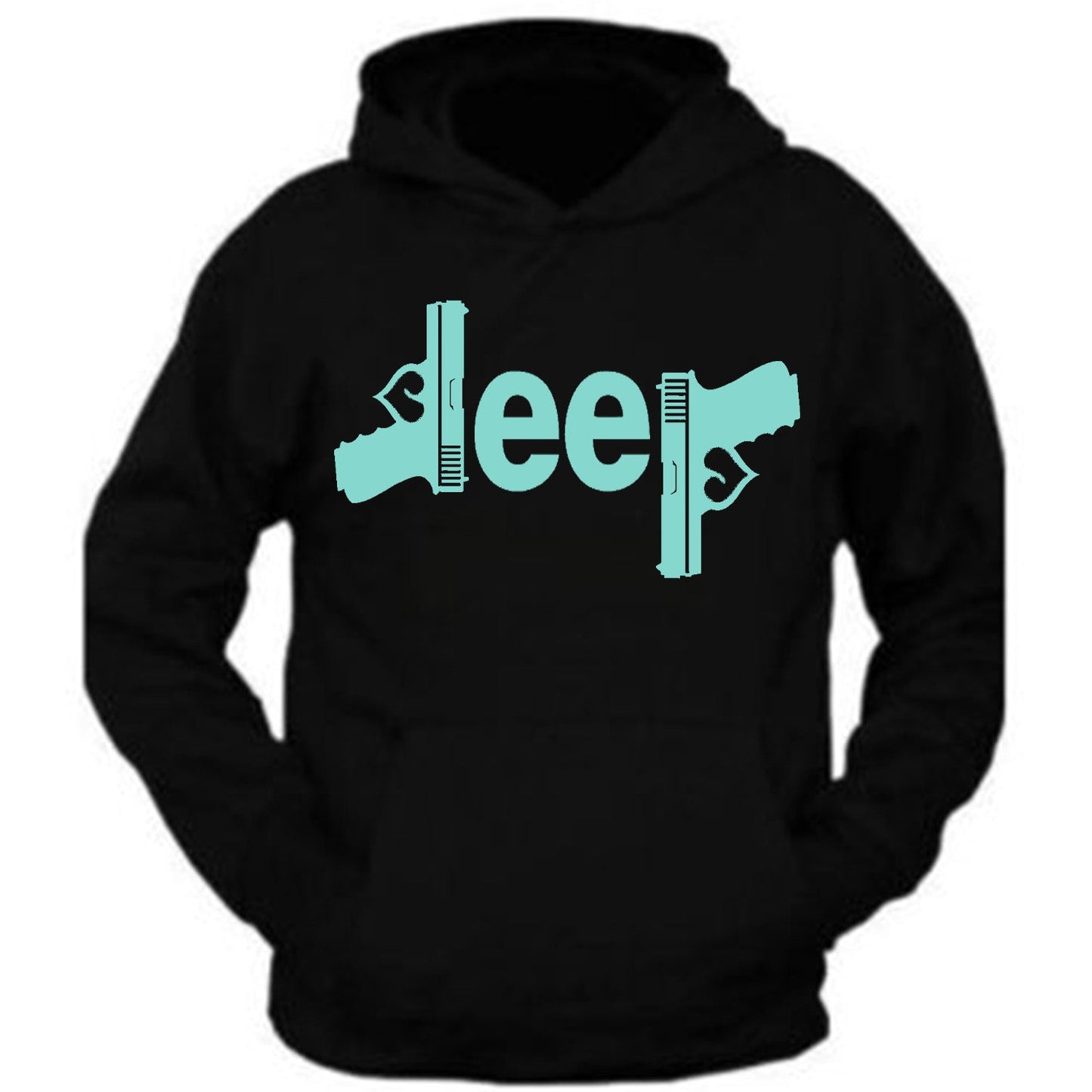 Blue Jeep Gun Hooded Black Sweatshirt 4x4 Off Road