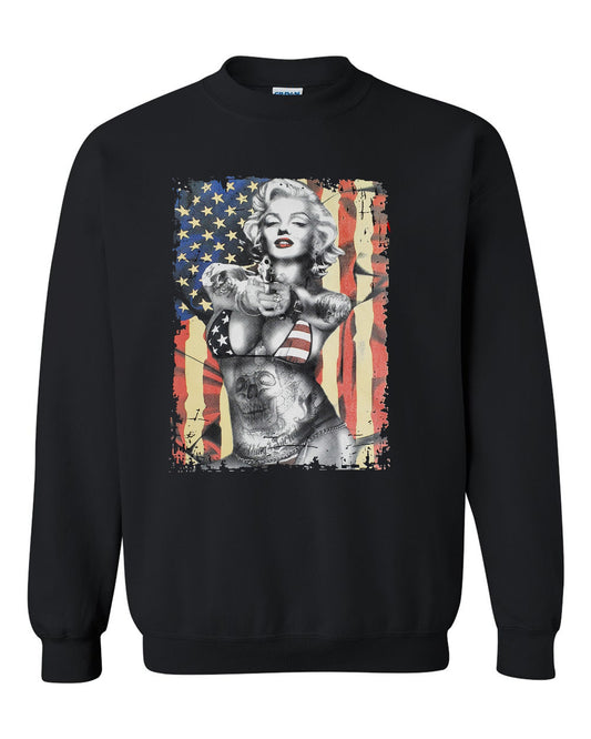 American Pride marilyn monroe Unisex Crewneck Sweatshirt Tee S-2XL