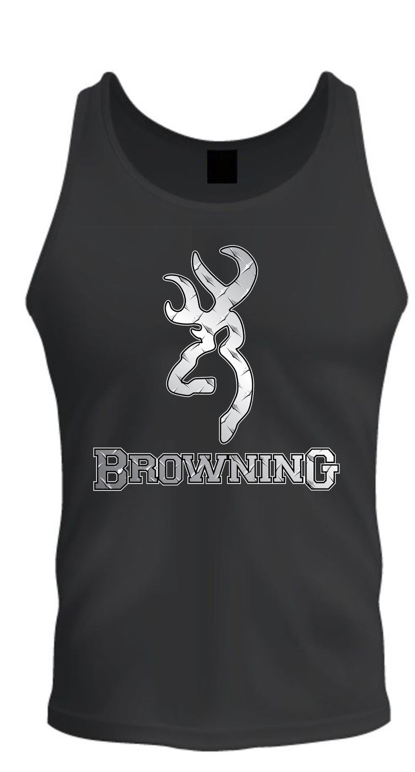 Silver Browning Design Black Unisex Tee Tank Top S-2XL