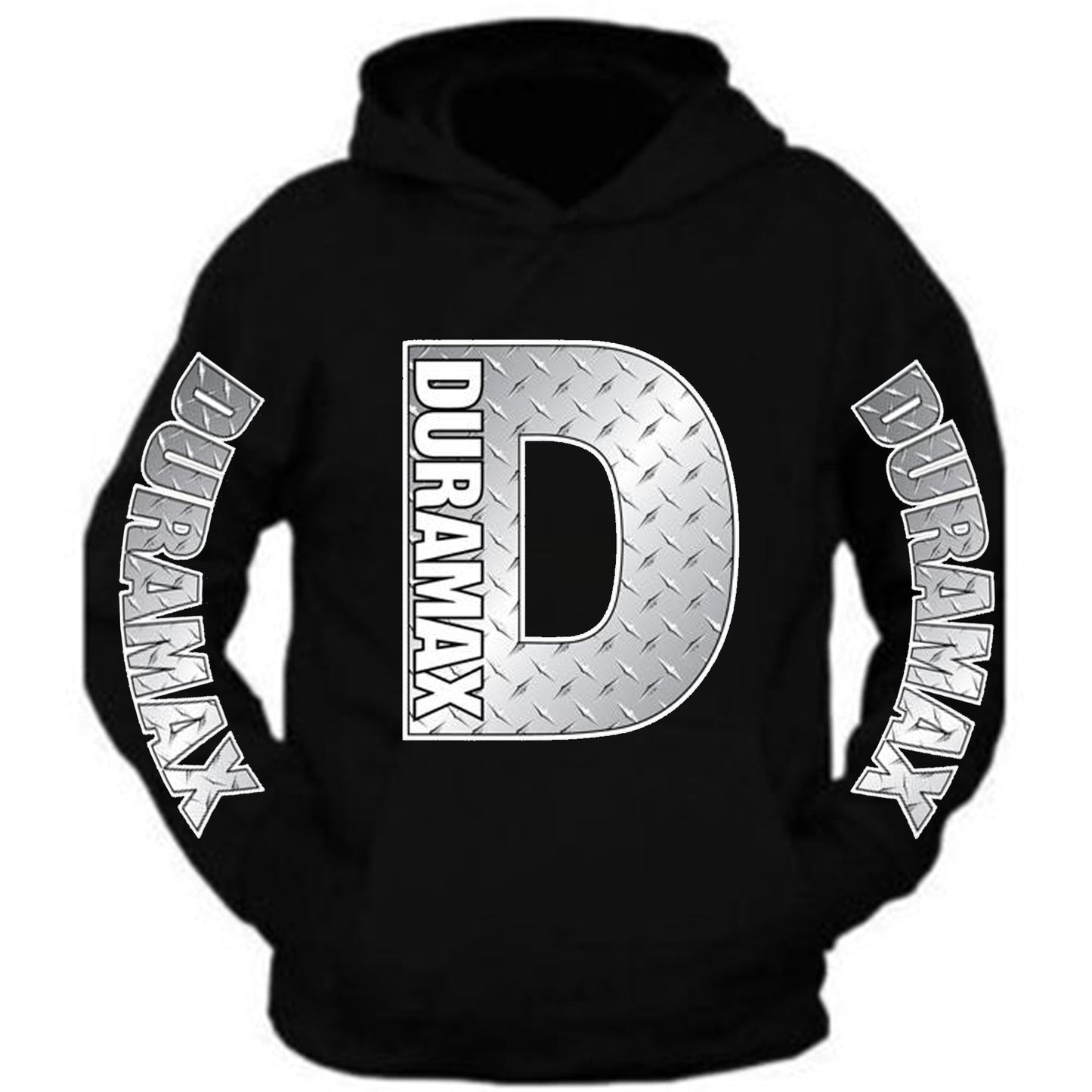 Duramax Silver Metal Chrome Big Design Color Black Hoodie Hooded Sweatshirt