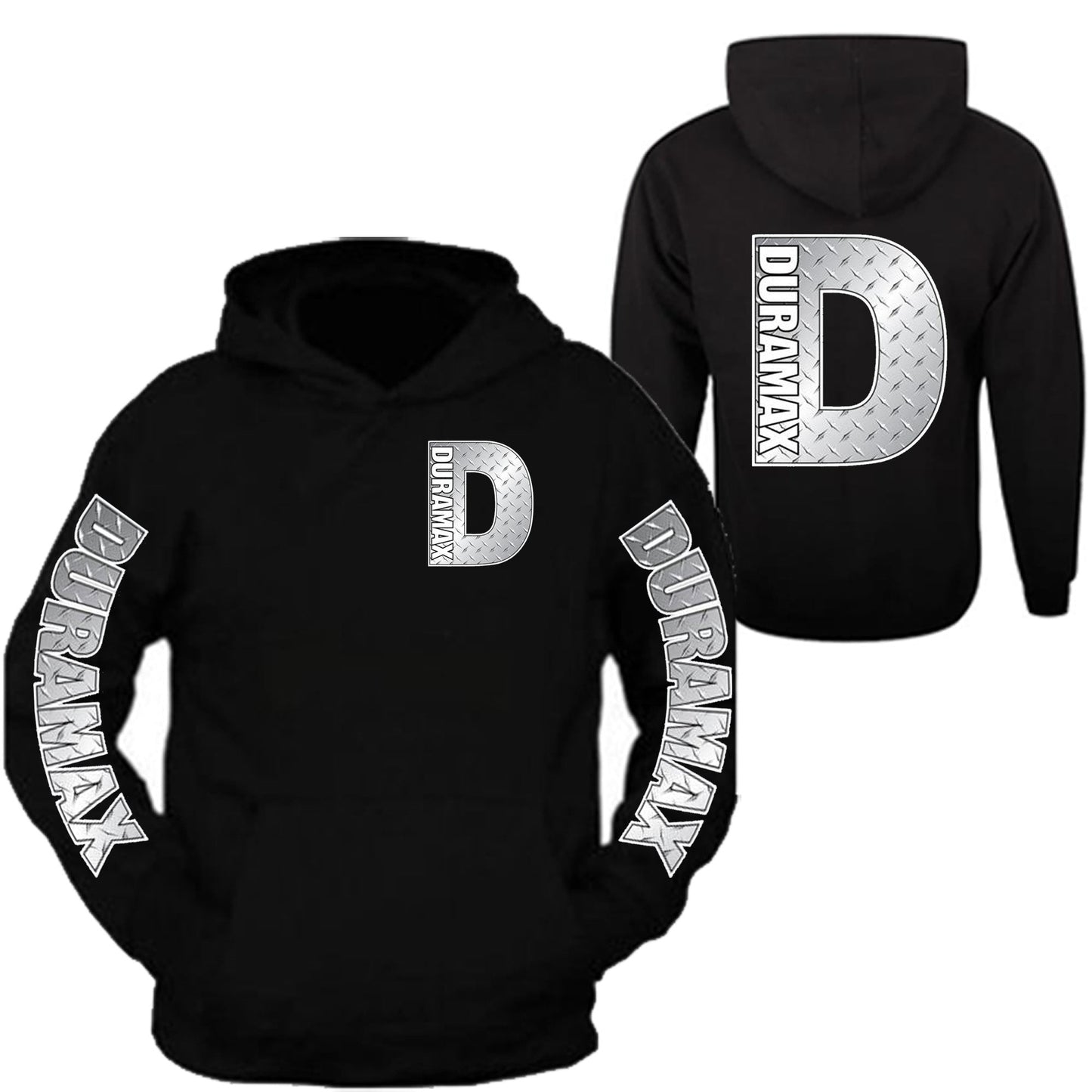 Duramax Skull Pocket Design Color Black Hoodie Hooded Front and Back Sweatshirt S-5XL