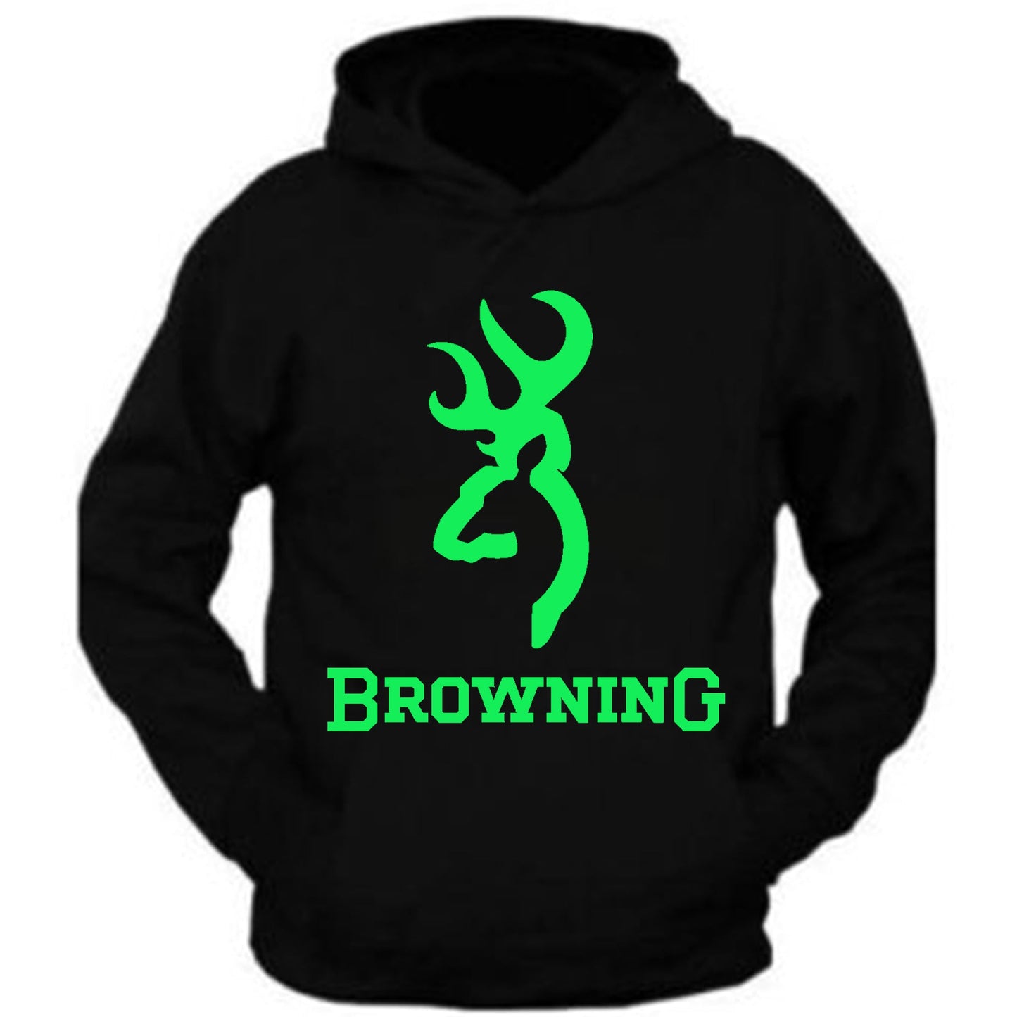 Browning Big Design Black Hoodie Hooded Sweatshirt Front S-5XL