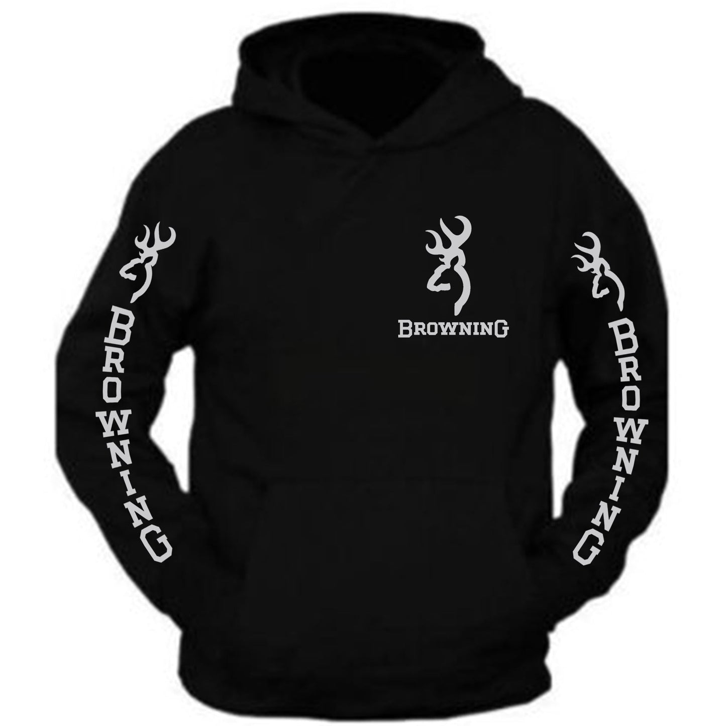 Browning Pocket  Design Black Hoodie Hooded Sweatshirt Front and sleeve S-5XL