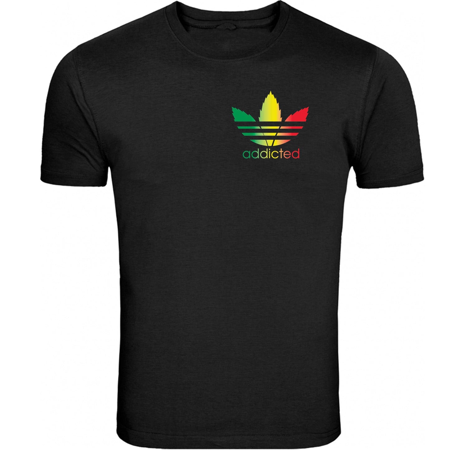 Addicted Rasta bob Color Tee S - 5XL Black T-shirt tee the back is plain