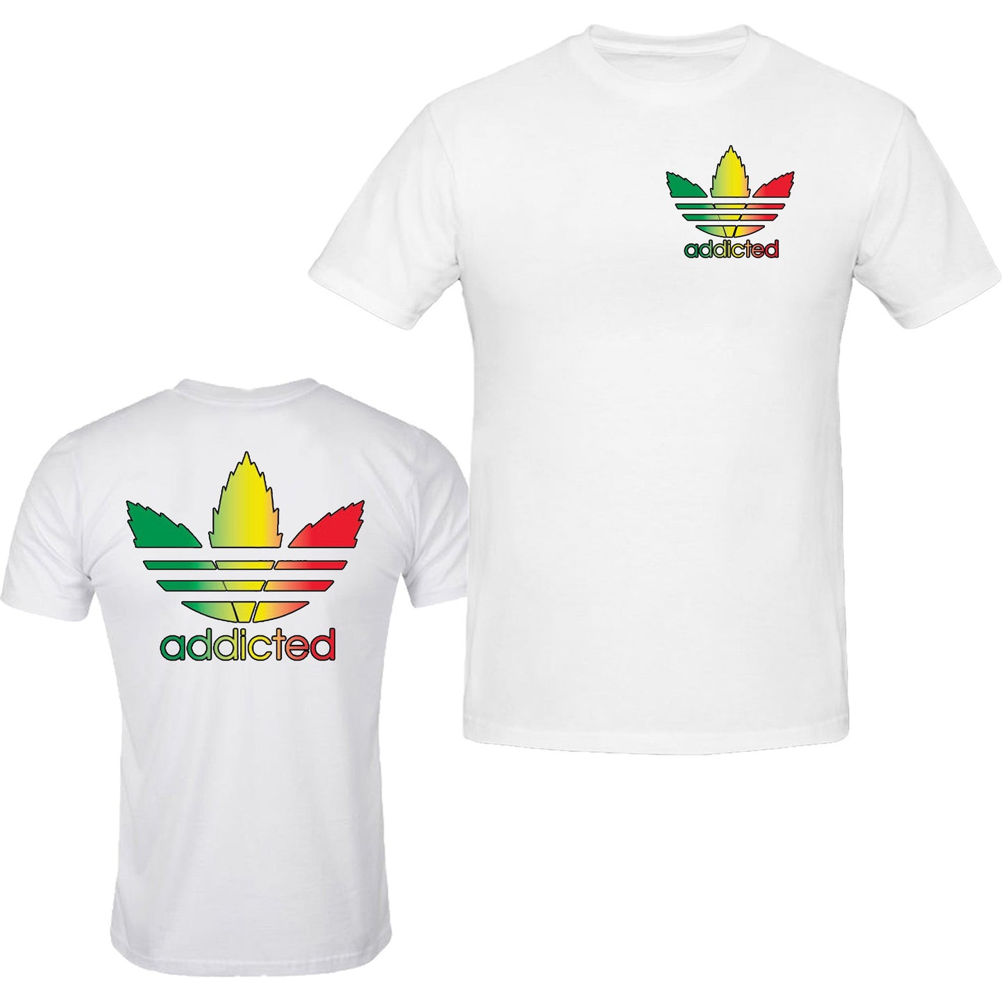 Addicted Rasta bob Color Tee S - 5XL Black T-shirt tee front and back