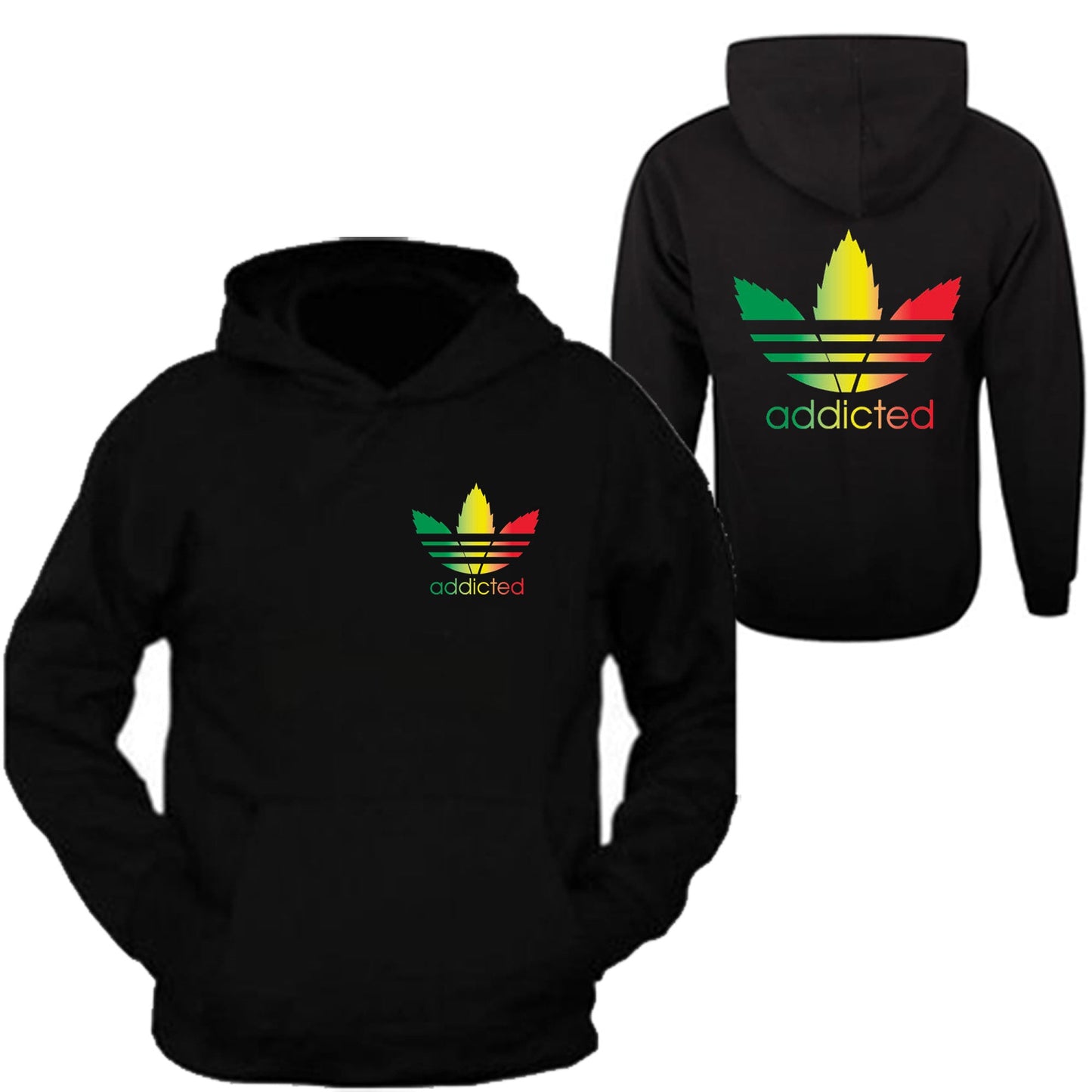 Addicted Rasta bob Color Tee S - 5XL Black Hoodie Hooded Sweatshirt