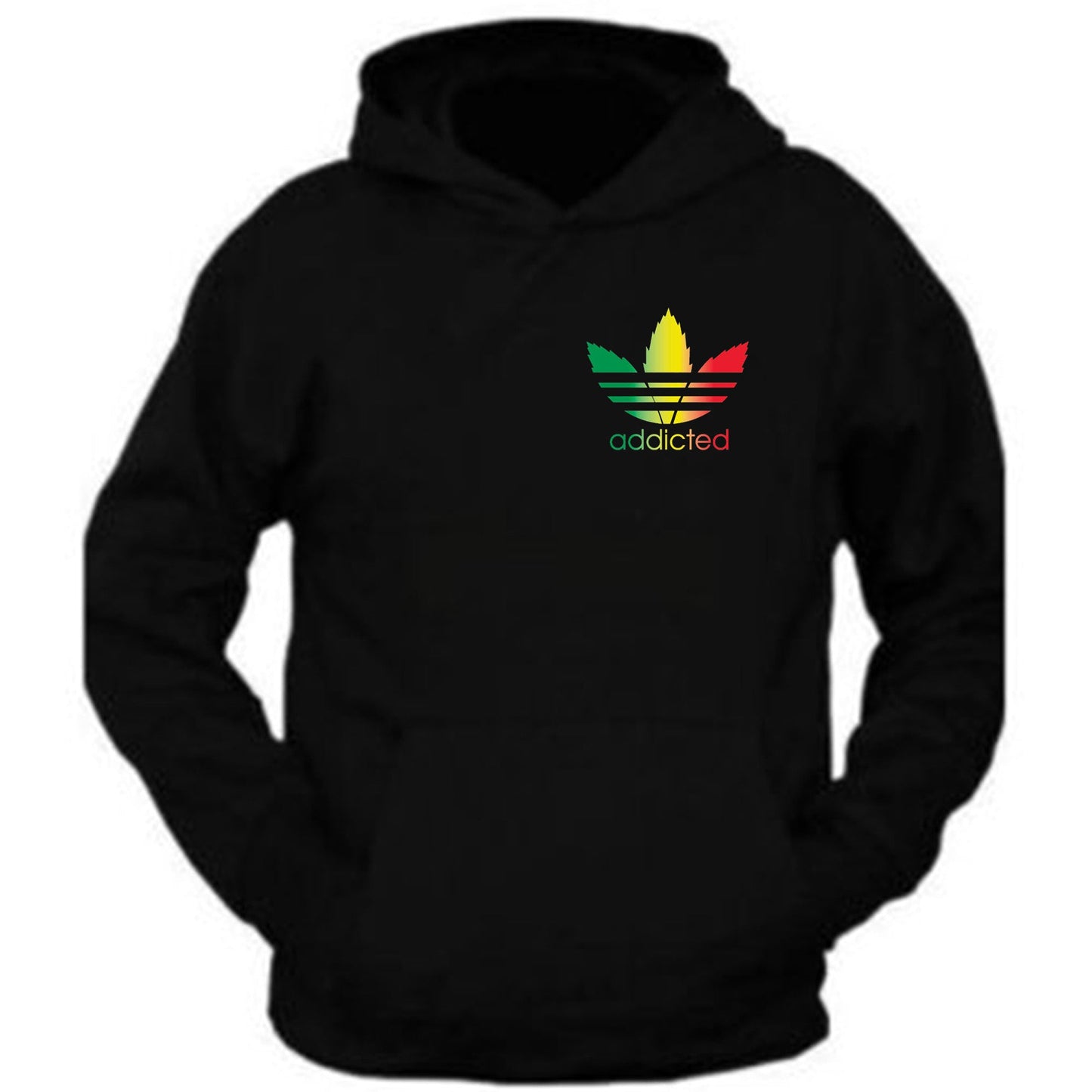 Addicted Rasta bob Color Tee S - 5XL Black Hoodie Hooded Sweatshirt the back is plain