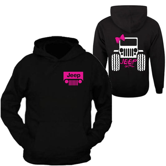 Pink jeep girl bow-tie Hooded Black Sweatshirt 4x4 /// Off Road