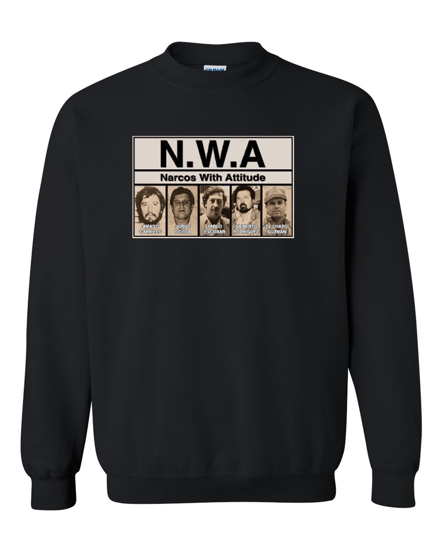 NWA Narcos Pablo Escobar Mens Tee Plata o Plomo Columbian Drug Lord Medellin Unisex Black Crewneck Sweatshirt Tee