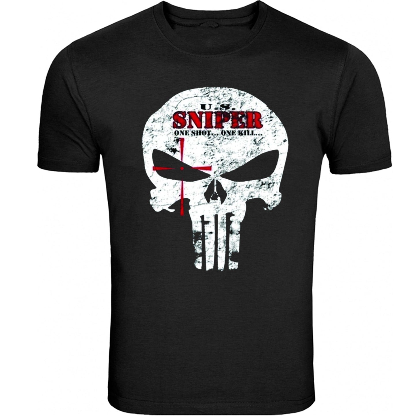 US Sniper One Shot One Kill Black Tee T-Shirt