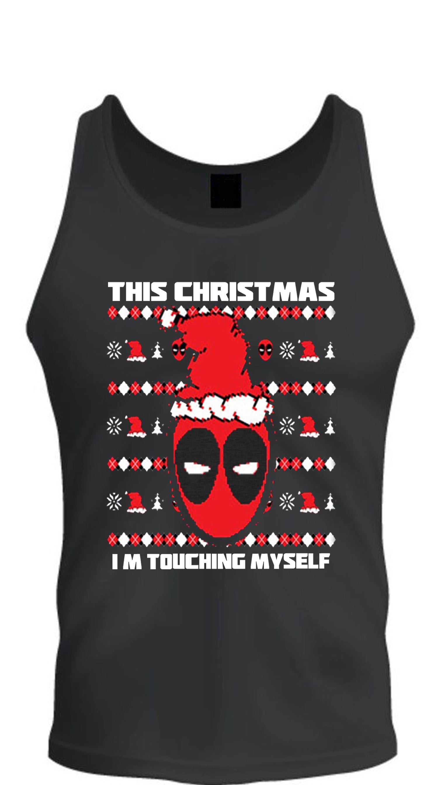 Christmas Deadpool Ugly Christmas Tee S -2XL Black Tank Top