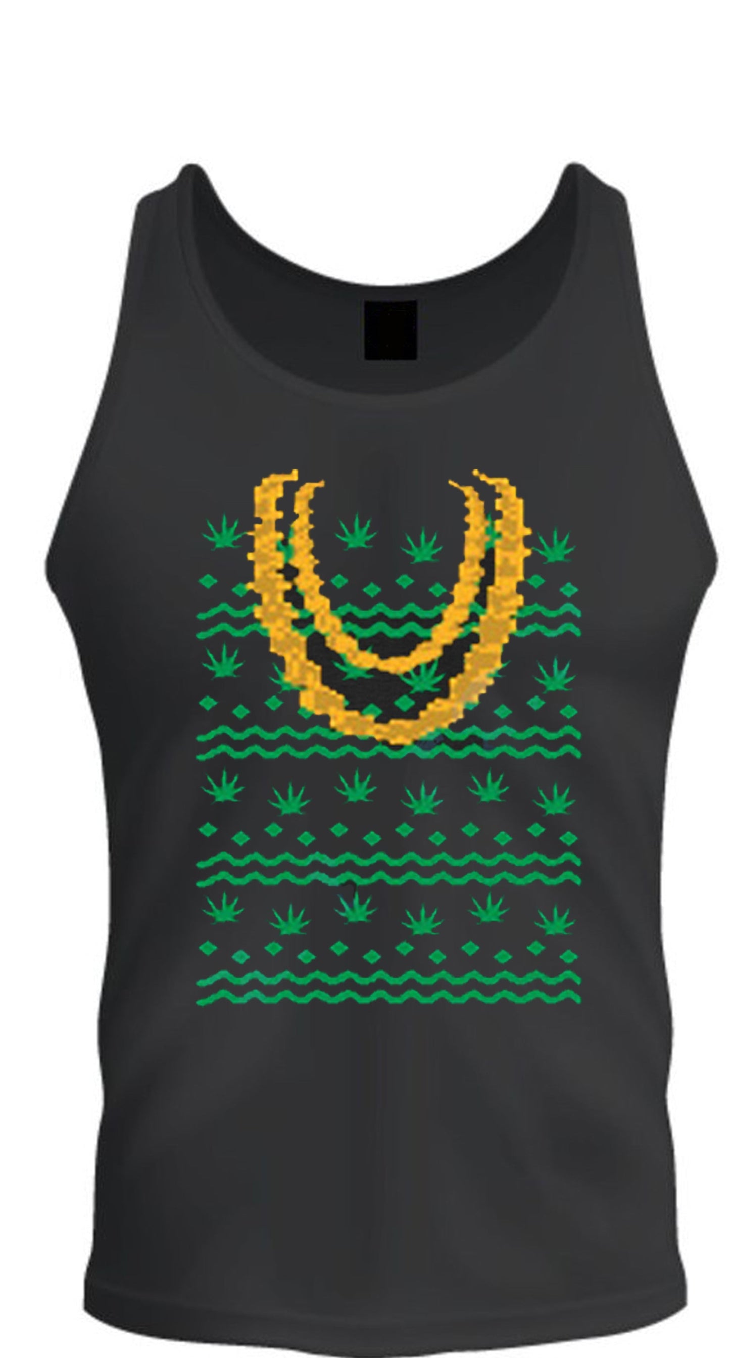 Christmas Weed Dabbing Santa Ugly Christmas Sweater Xmas Tee S -2XL Black Tank Top