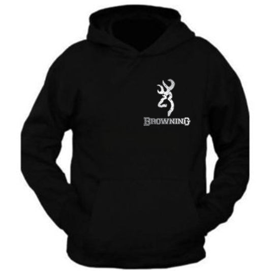 Browning Pocket Design Black Hoodie Hooded Sweatshirt Front Browning the back is plain S-5XL