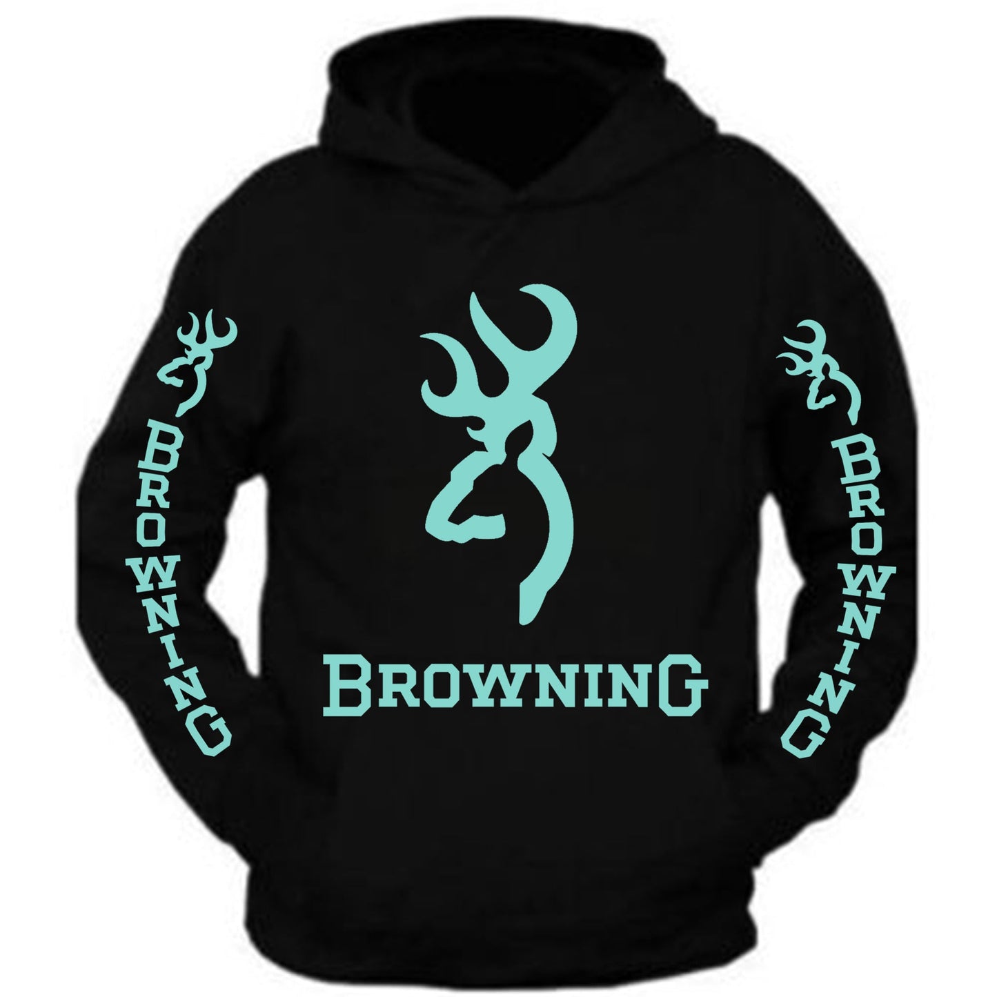 Browning Big Design Black Hoodie Hooded Sweatshirt Front and sleeve S-5XL