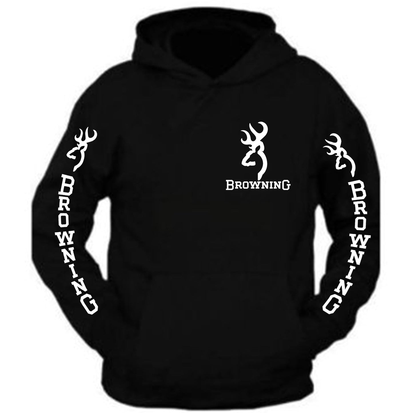 Browning Pocket  Design Black Hoodie Hooded Sweatshirt Front and sleeve S-5XL