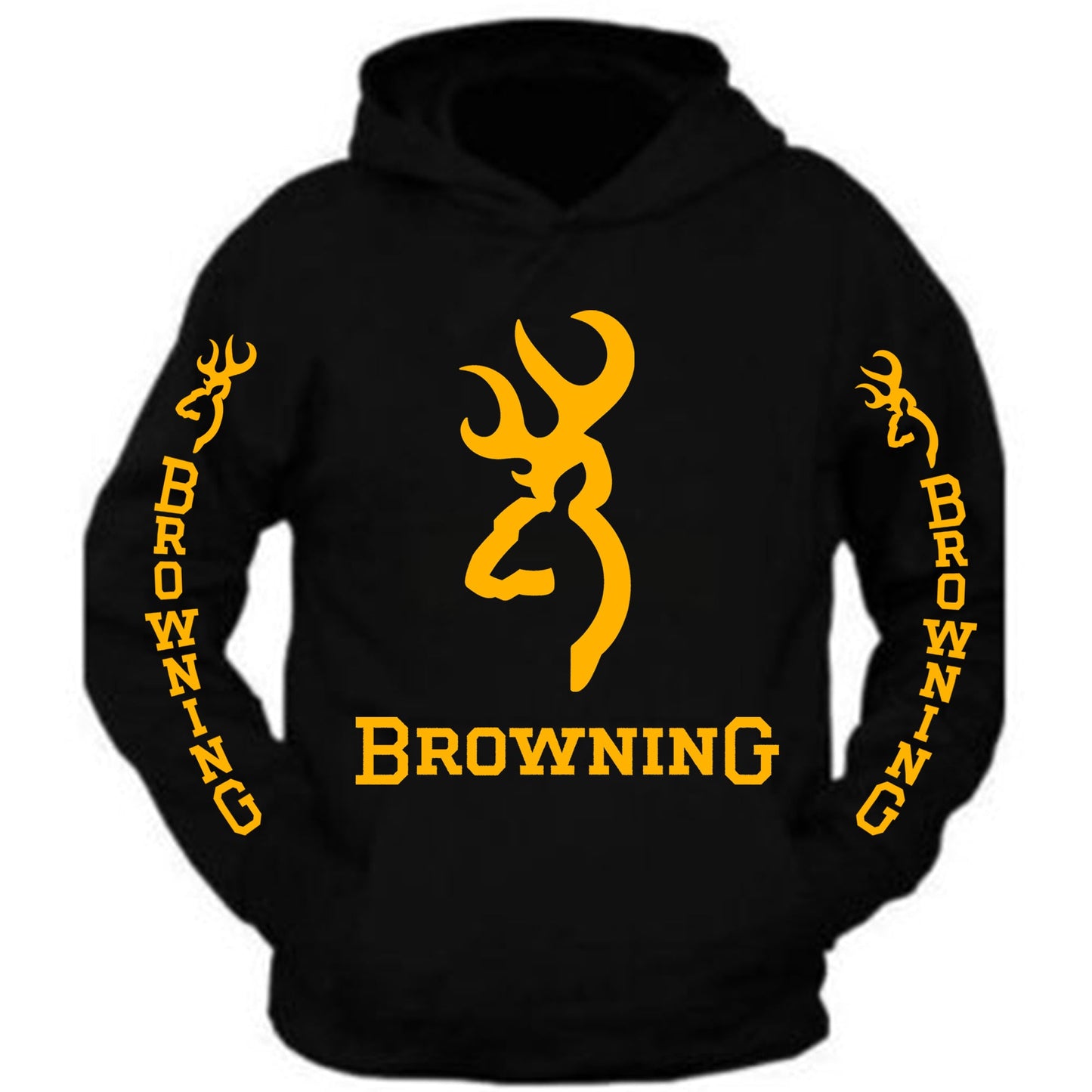 Browning Big Design Black Hoodie Hooded Sweatshirt Front and sleeve S-5XL