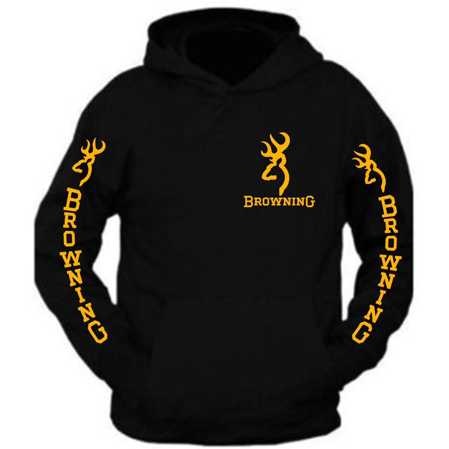 Browning Pocket  Design Black Hoodie Hooded Sweatshirt Front and sleeve S-5XL