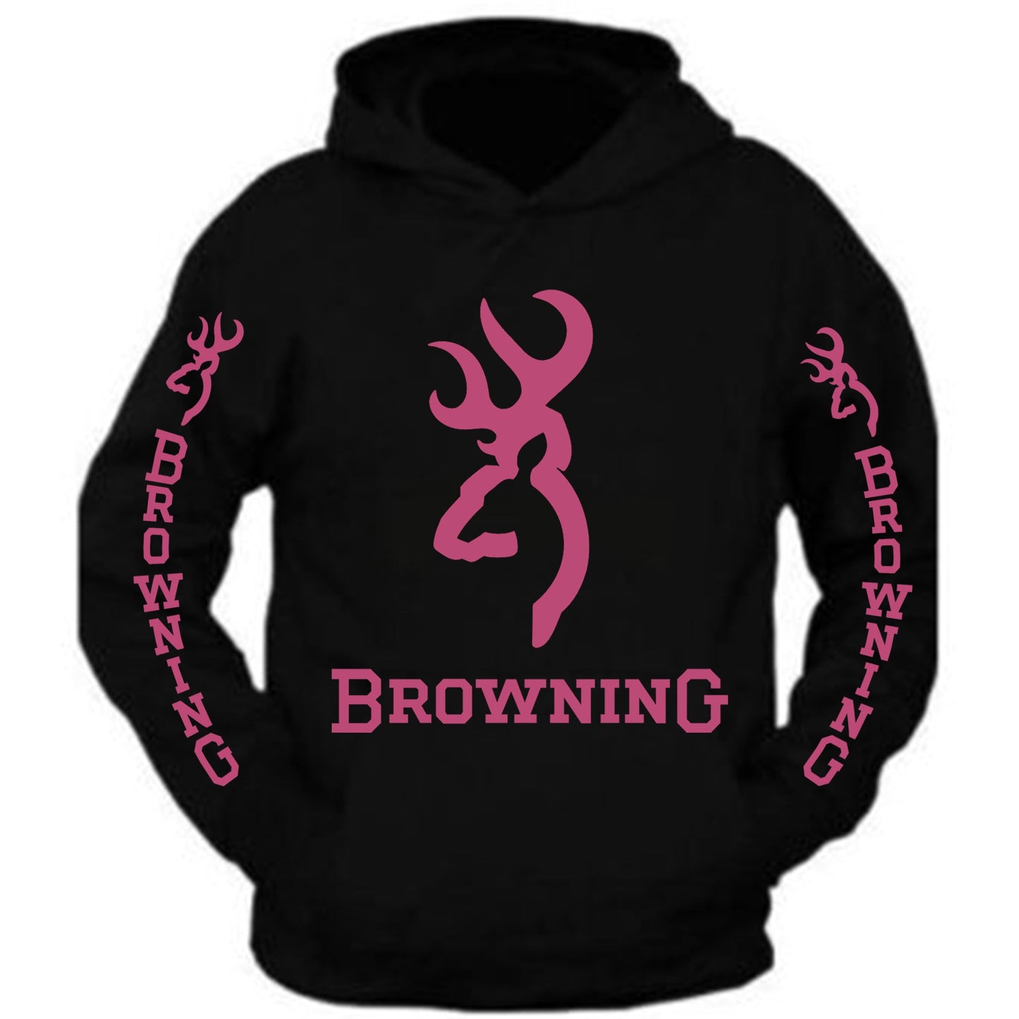 Browning Big Design Black Hoodie Hooded Sweatshirt Front and sleeve S-5XL