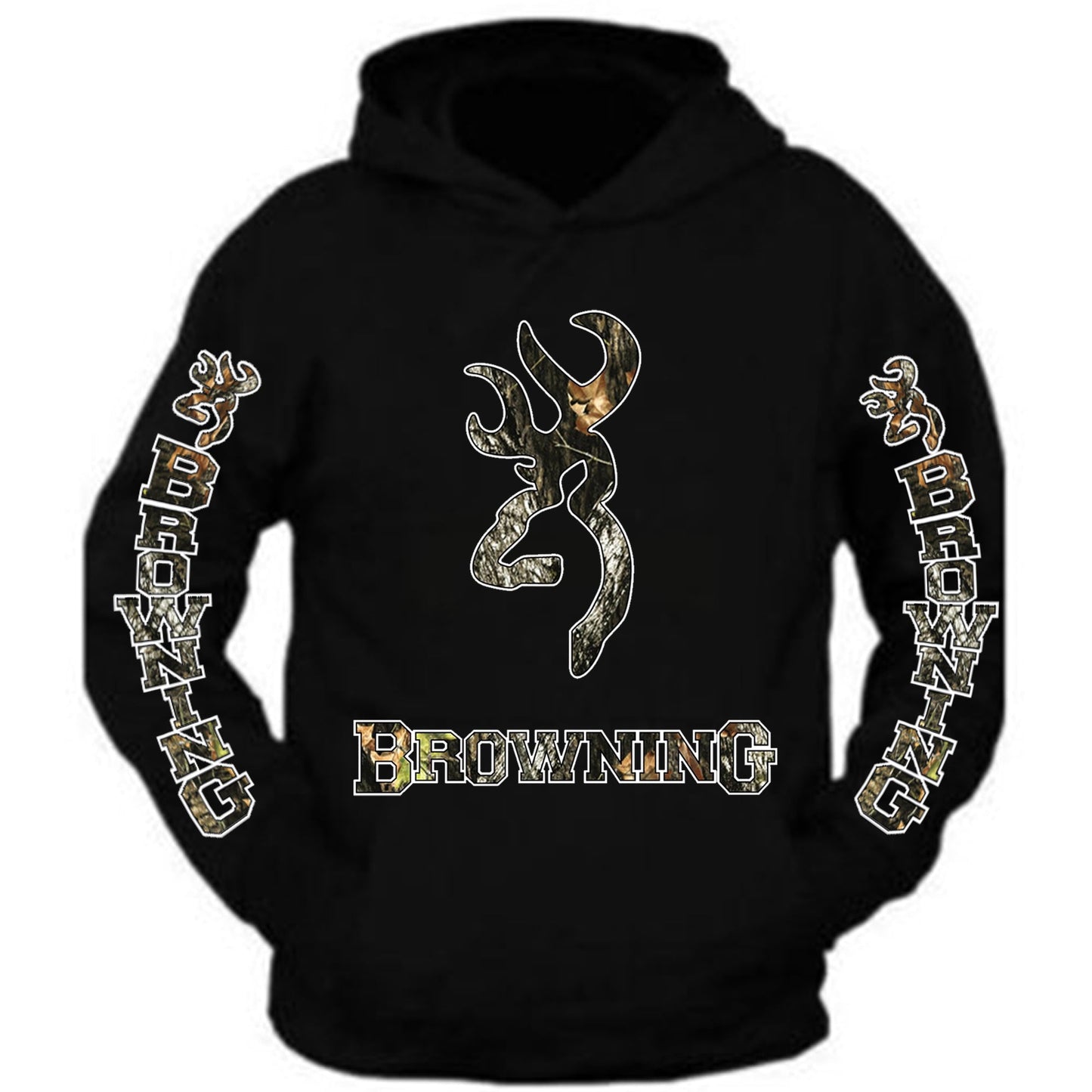 Red Browning Design Black Hoodie Hooded Sweatshirt Front