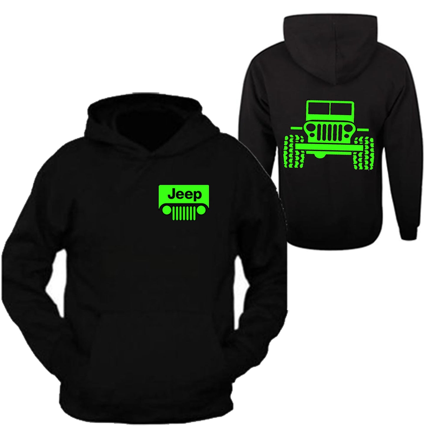 Neon Green Jeep Hoodie Sweatshirt All Sizes