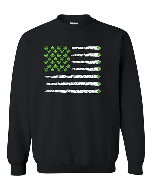 Usa Flag Weed Hoodie Dope Nation Unisex Black Crewneck Sweatshirt Tee S-2XL