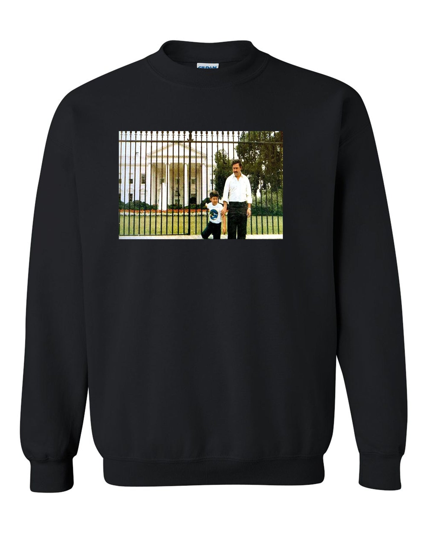 Pablo Escobar With His Son in The White House Unisex Crewneck Sweatshirt Tee