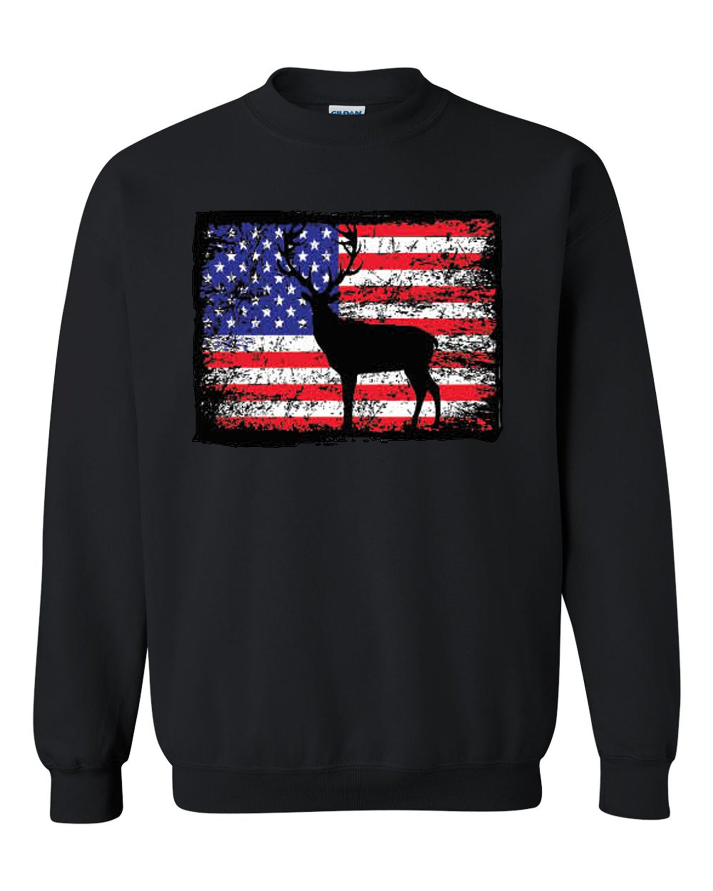 USA Flag Deer Hunting crew neck Sweatshirt Deer Deer Hunting S-2XL