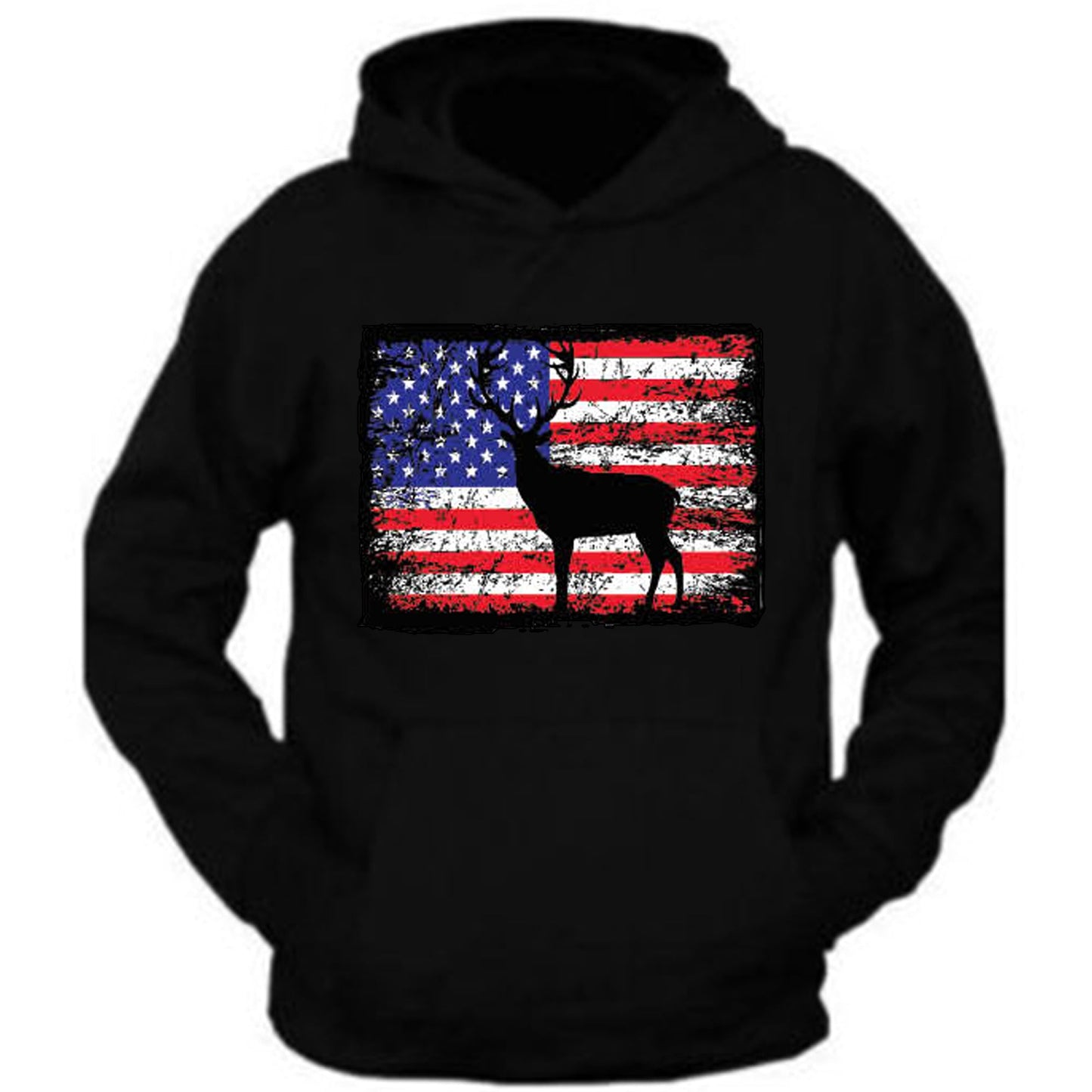 USA Flag Deer Hunting Hooded Sweatshirt Deer Hoodie Deer Hunting S-5XL