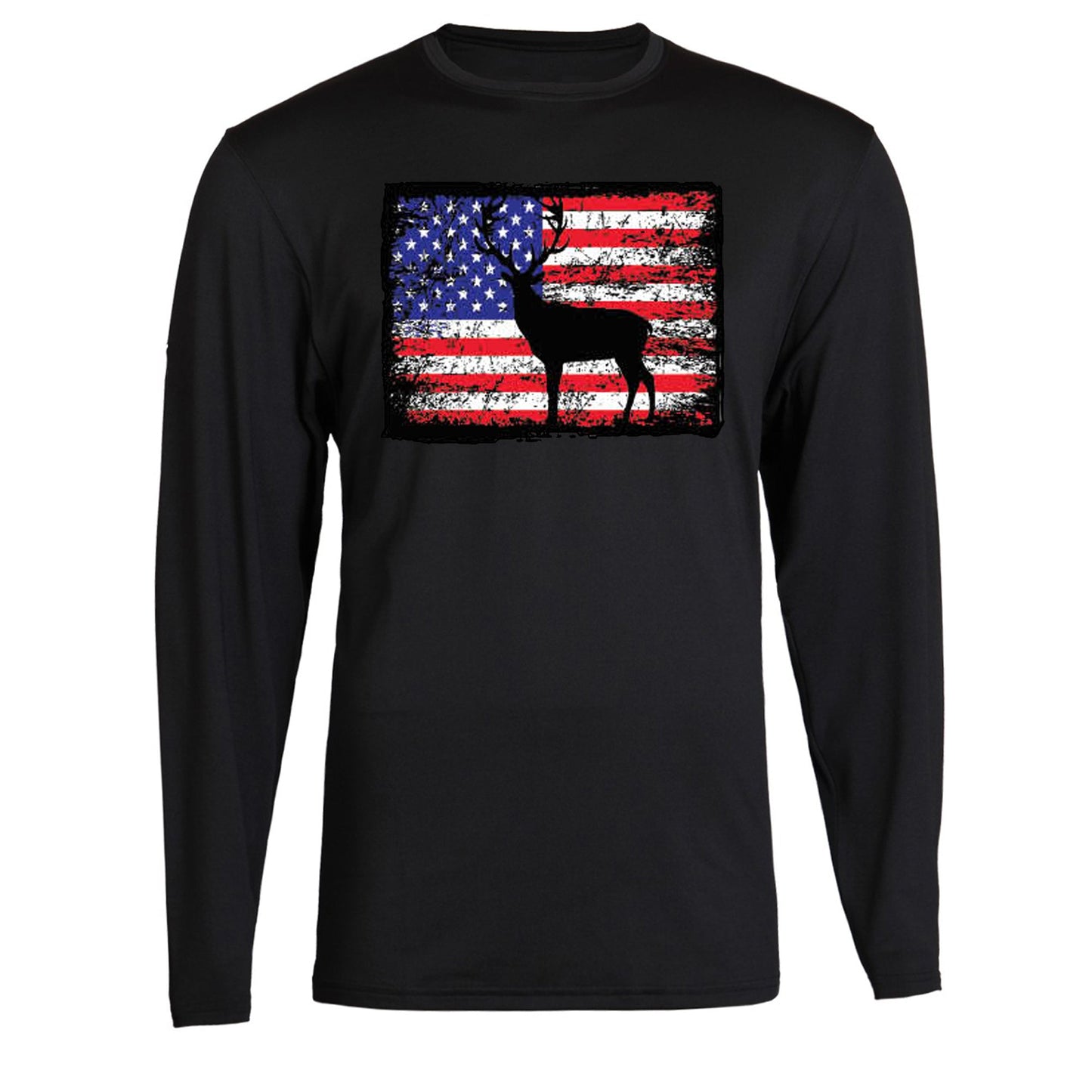 USA Flag Deer Hunting T-shirts Long Sleeve Deer Tee Deer Hunting S-2XL